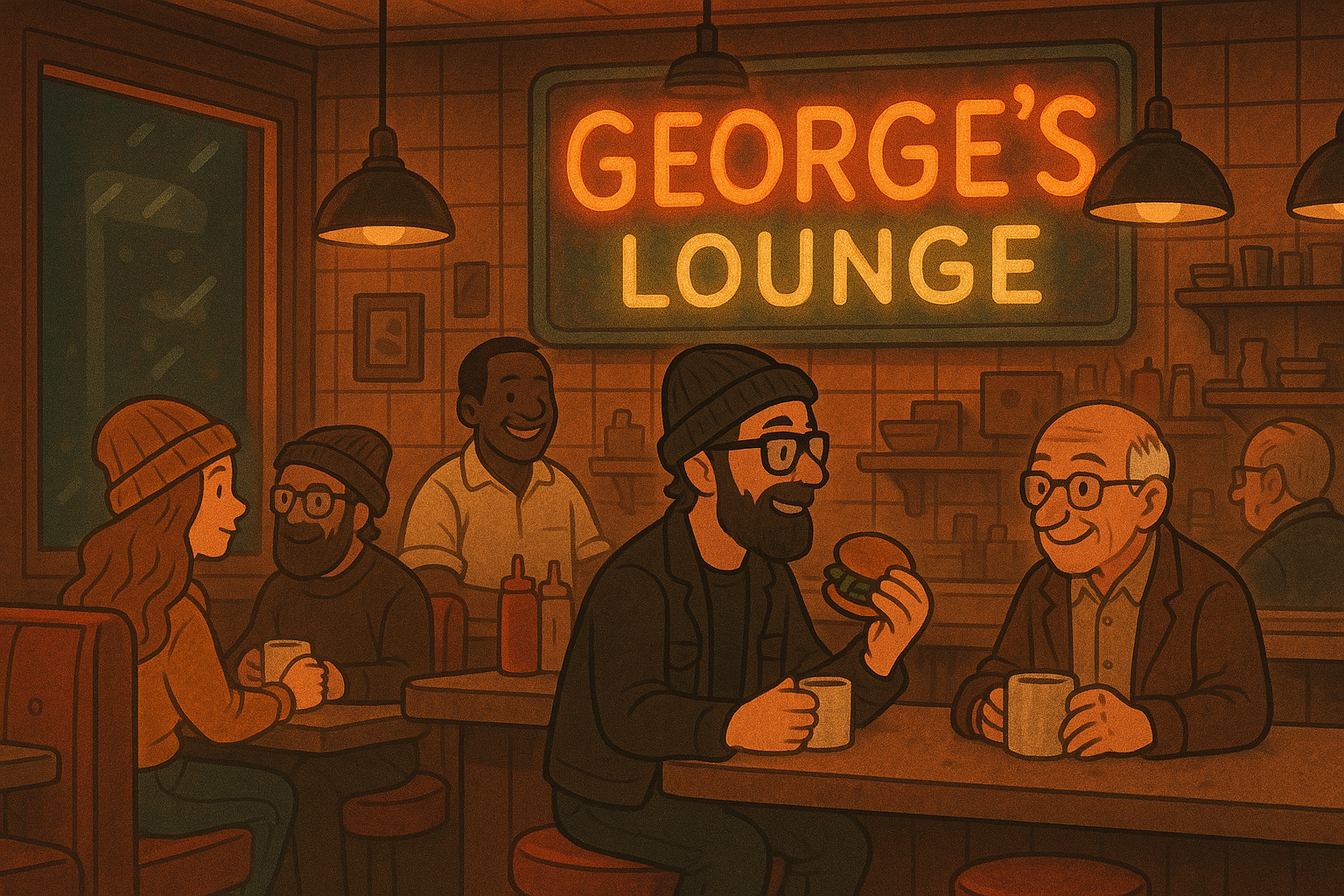 George's Lounge - A revitalized downtown Canton institution offering craft burgers, local beers, and live music in a h